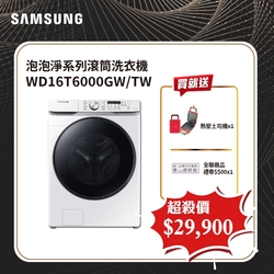 SAMSUNG三星 16+9KG泡泡淨系列 蒸洗脫烘機 WD16T6000G