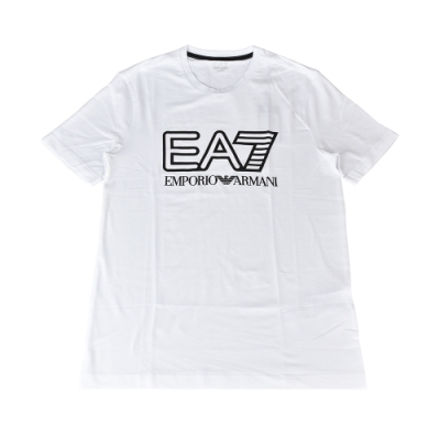 EMPORIO ARMANI EA7字母LOGO造型純棉短袖T恤(S/M/L/XL/白x黑字)