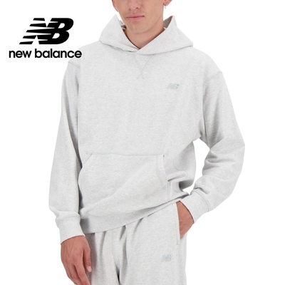 【New Balance】 螺紋拼接連帽長袖上衣_男性_淺灰色_MT41534AHH