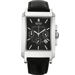 Hugo Boss Black簡約流線計時運動皮帶錶/H1512258