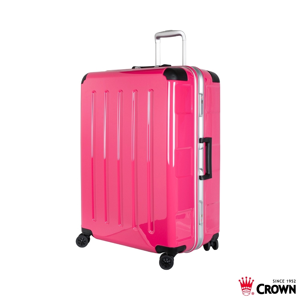 CROWN 皇冠 27吋 大容量鋁框拉桿箱 珠光桃紅