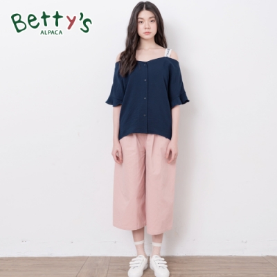 betty’s貝蒂思　伸縮腰圍綁帶造型寬褲(淺粉)