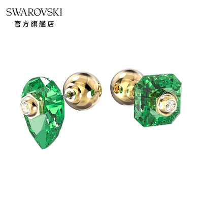 SWAROVSKI 施華洛世奇 Abunda 耳釘,綠色, 鍍金色色調