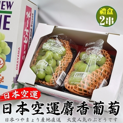 【天天果園】日本長野麝香葡萄大串禮盒2串組(約1kg)