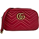 GUCCI Marmont仿舊金色雙G LOGO牛皮山形斜背包23CM 紅色 product thumbnail 1