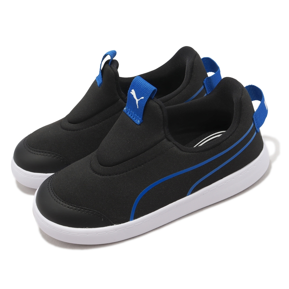 Puma 休閒鞋 Courtflex V2 Slip On INF 童鞋 中童 黑 藍 套入式 基本款 休閒 37485905