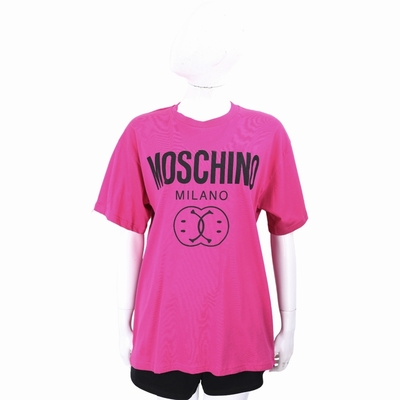 MOSCHINO Smiley 笑臉聯名字母桃紫色寬鬆棉質TEE T恤