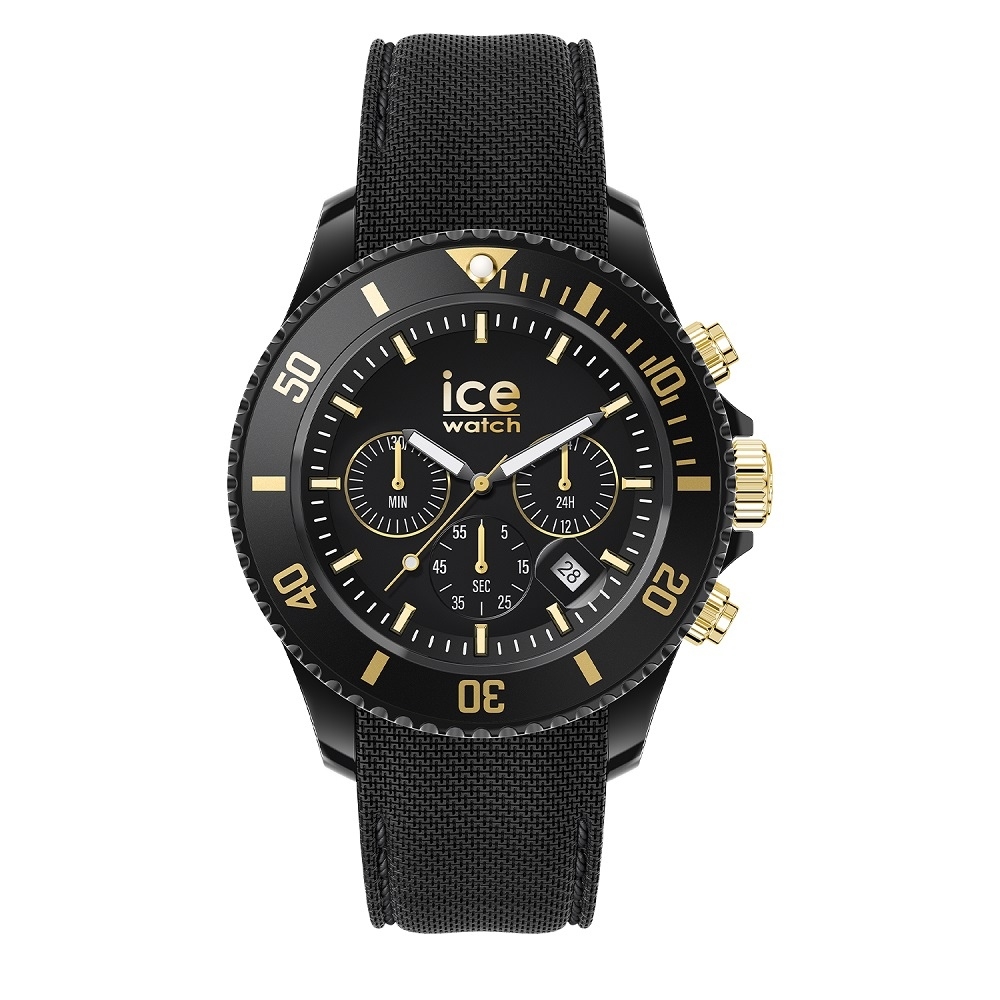 Ice Watch 三眼計時活力系列金刻度40mm CH-黑色編織矽膠錶帶| 其他流行