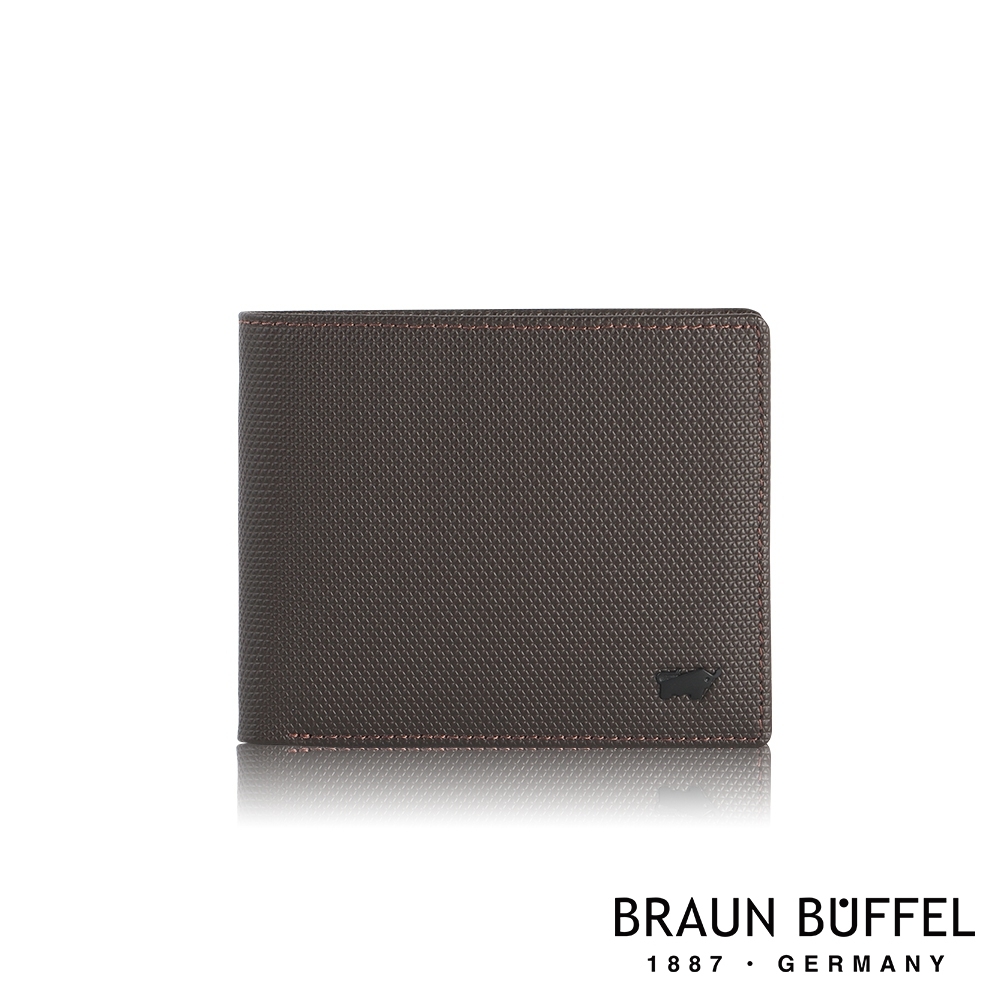 【BRAUN BUFFEL 德國小金牛】台灣總代理 約定 12卡中間翻透明窗短夾-黑檀木色/BF385-317-ENY