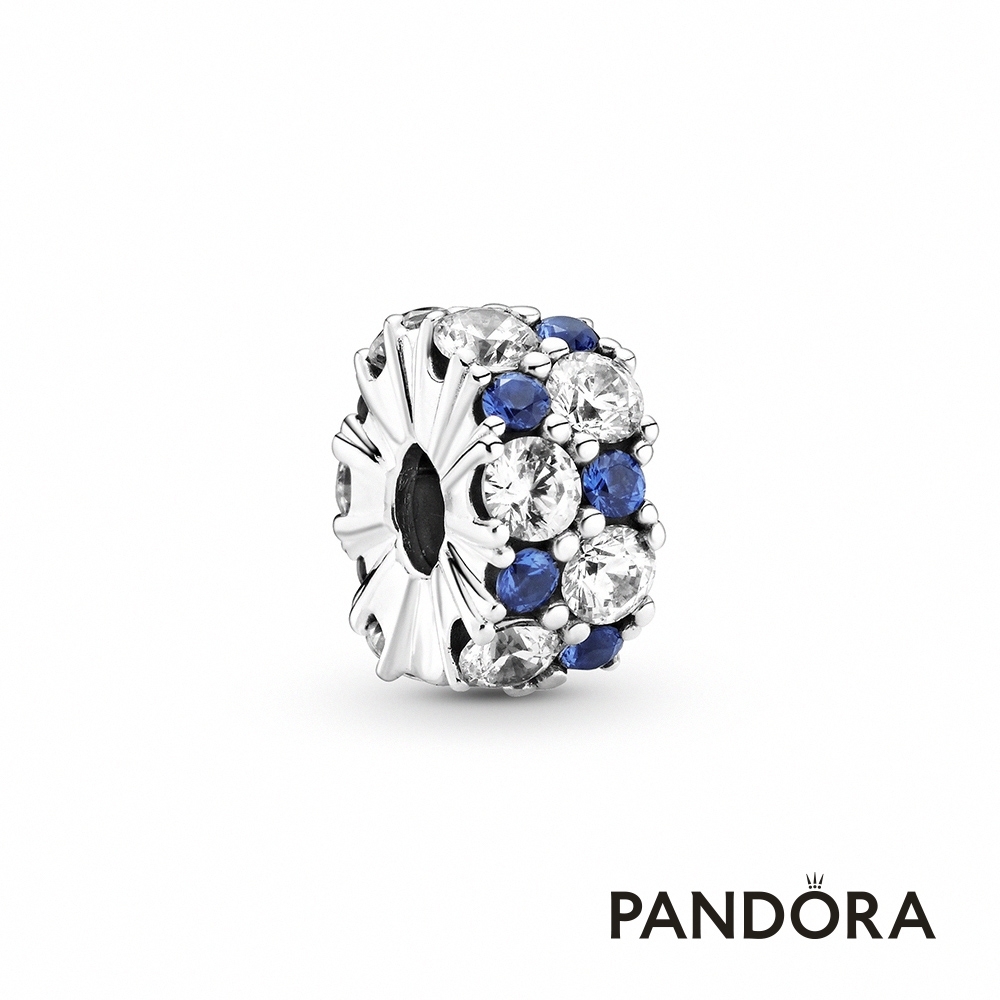 【Pandora官方直營】藍色配透明寶石固定釦
