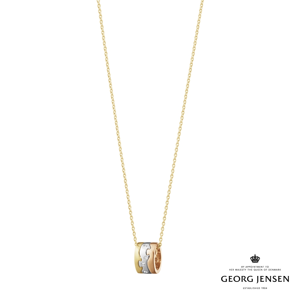 Georg Jensen 喬治傑生 FUSION 18K玫瑰金18 K白金18K黃金鑽石項鍊