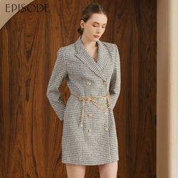 EPISODE - 精緻立體剪裁復古千鳥格紋長袖洋裝E30616