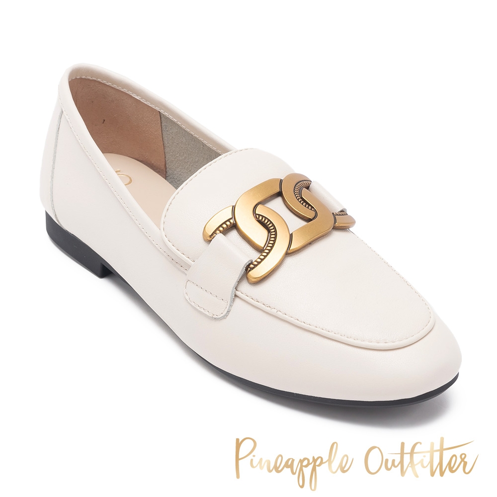 Pineapple Outfitter-MAISIE 真皮金屬飾釦樂福鞋-白色