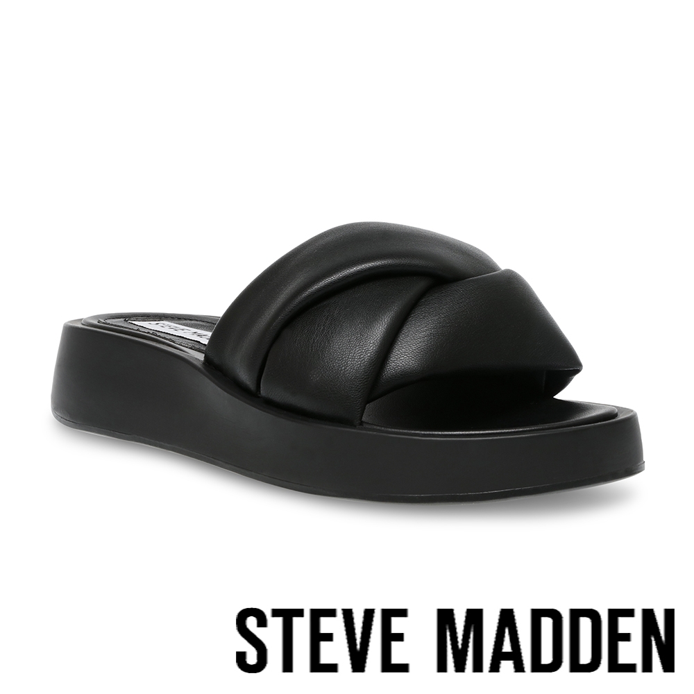 STEVE MADDEN-HOLLACE 編織厚底涼拖鞋-黑色