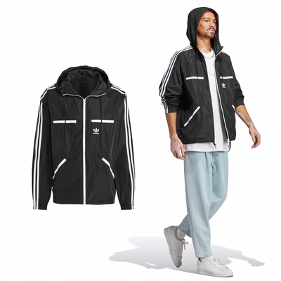 adidas 外套 Adicolor Classics Windbreaker 男款 黑白 寬鬆 連帽外套 愛迪達 HS2066