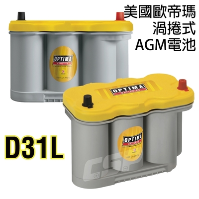 optima-黃色-d31l-電池-309-172-219-mm-845cca 汽車電瓶 agm電池 螺旋電池技術 工程機械用電池 深循環電池 保質期長