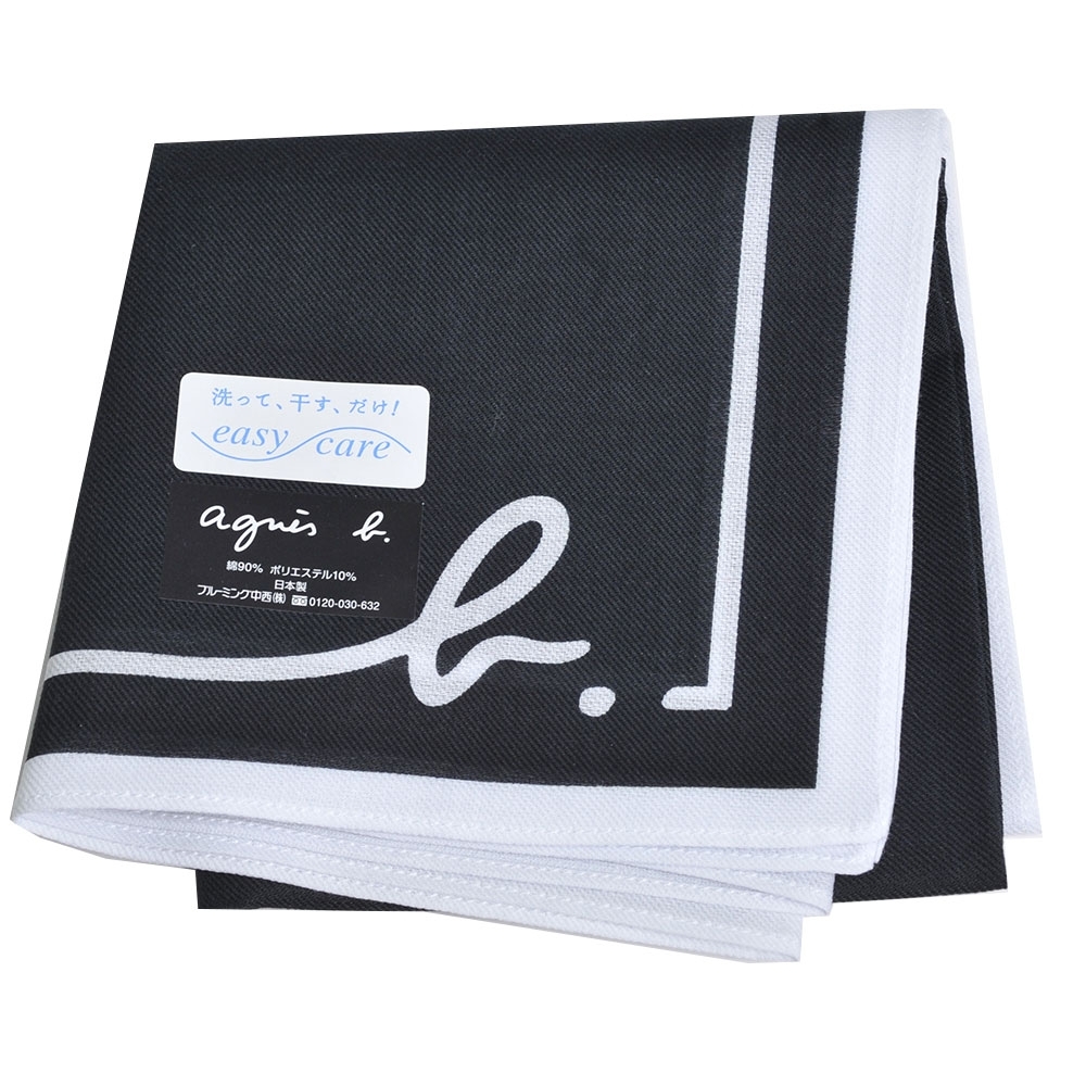 agnes b 小b字母品牌LOGO帕領巾(黑系) product image 1