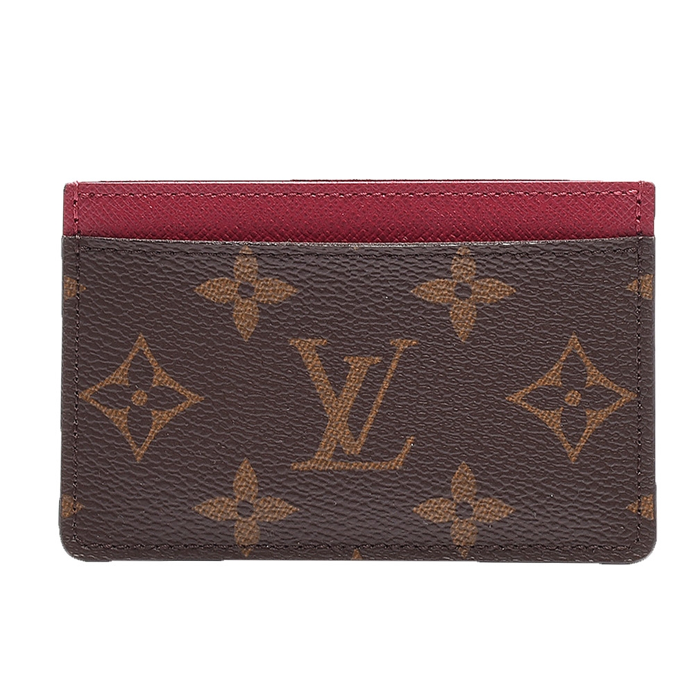 LV M60703 經典Monogram雙層名片夾(紫紅色)