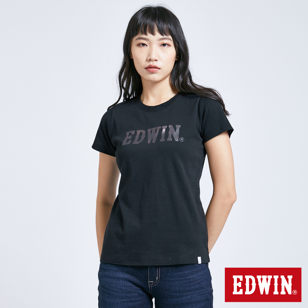 EDWIN EFS溫變迷彩LOGO 短袖T恤-女-黑色