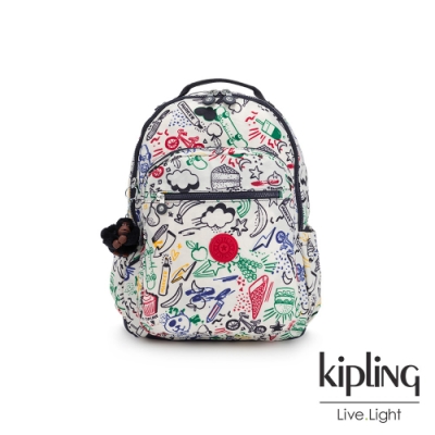 Kipling 童趣派對塗鴉機能手提後背包-SEOUL GO