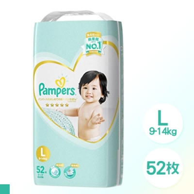 日本 Pampers 境內版 增量款 黏貼型 尿布 紙尿褲 L 52片 x 3包/箱