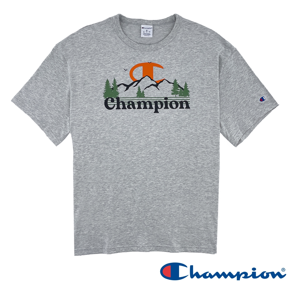 Champion-LOGO風景印花短袖TEE上衣-男(灰色)