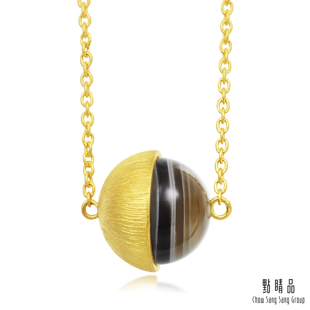 點睛品 G系列 時尚單顆半圓形瑪瑙純金項鍊 product image 1