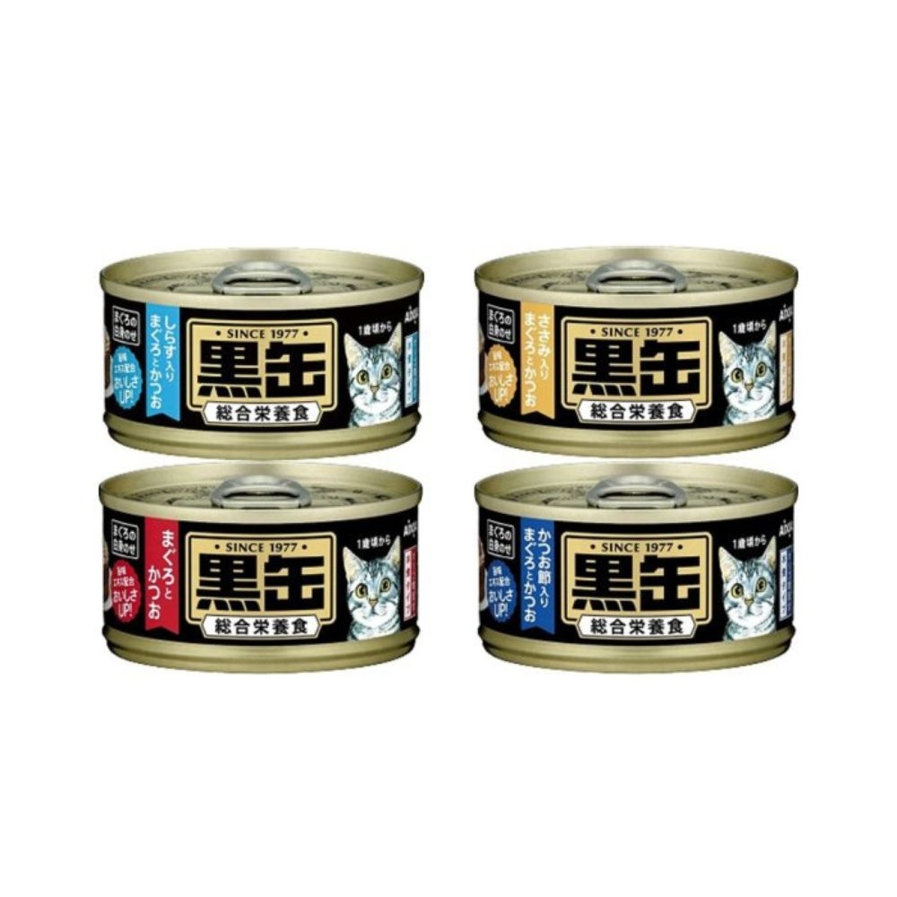 日本AIXIA愛喜雅-黑缶主食系列 80g x 48入組(下標2件+贈送泰國寵物喝水神仙磚)