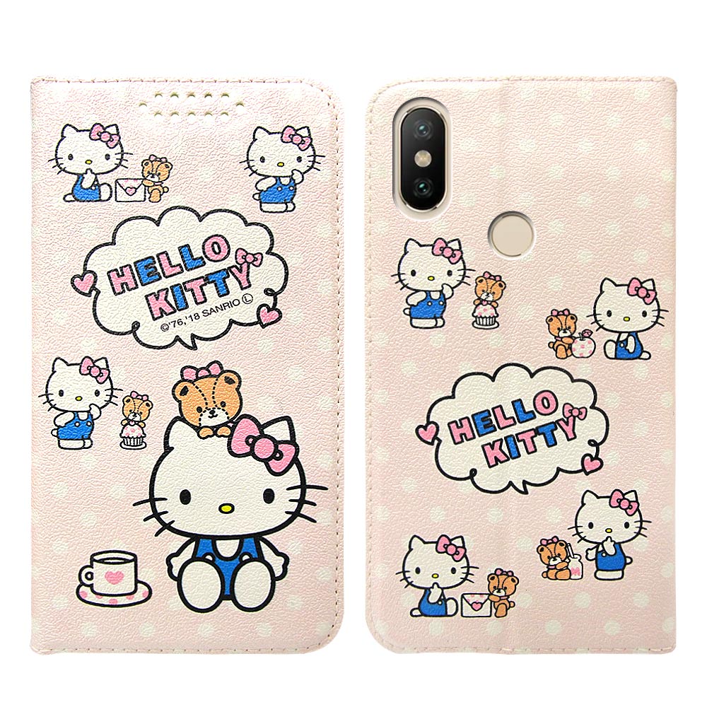 Hello Kitty貓 小米A2 粉嫩系列彩繪磁力皮套(小熊)
