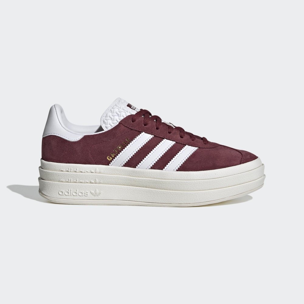 adidas 休閒鞋女鞋運動鞋厚底三葉草麂皮GAZELLE BOLD W 紅白HQ6892