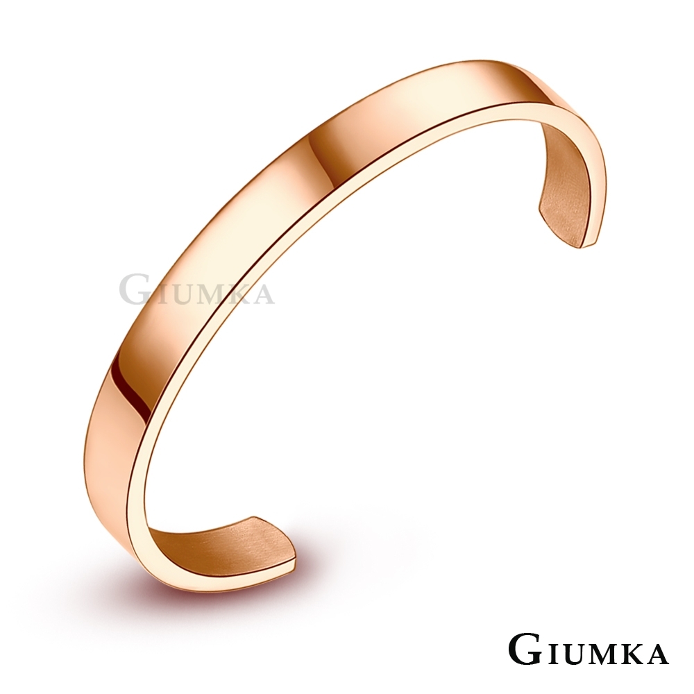 GIUMKA白鋼手環男款 C字開口手鐲 珍愛時光情侶款 玫金色寬版 單個價格