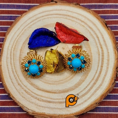 Sipress 日本進口民族風藍色水鑽夾式耳環