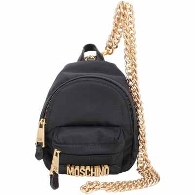 MOSCHINO 字母標誌多用法可拆鍊帶迷你斜背包(黑色)