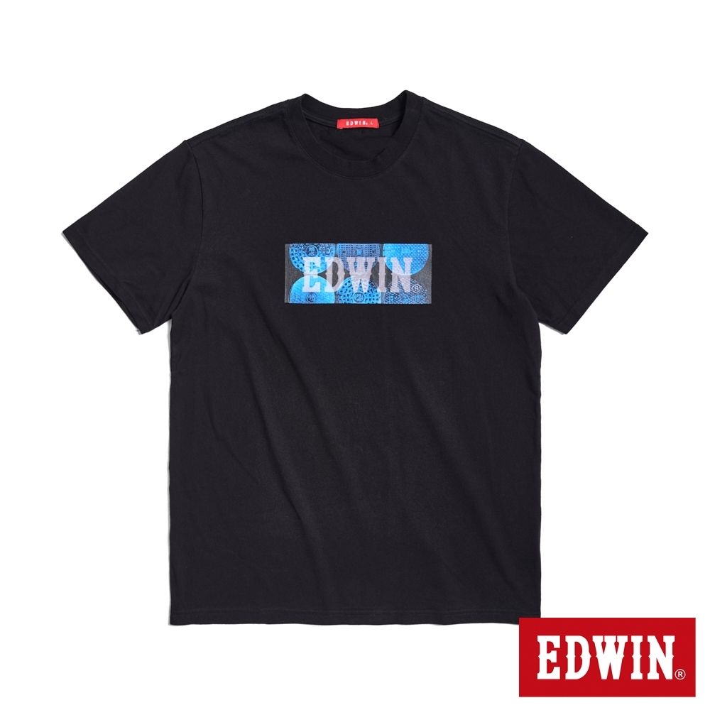 EDWIN 人氣復刻款 地蓋紋LOGO短袖T恤-男-黑色