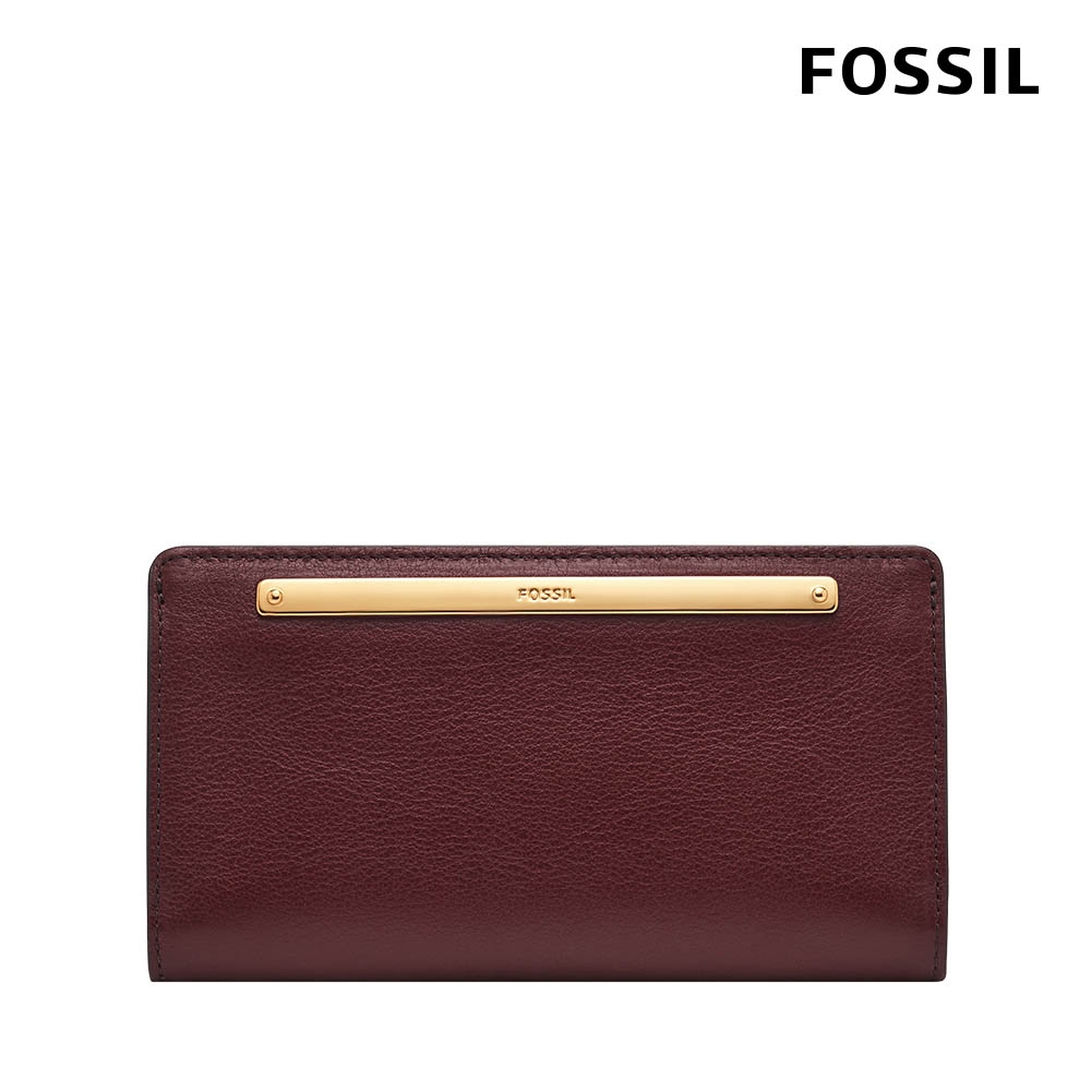FOSSIL Liza 真皮零錢袋長夾-紅木色 SL7891G243