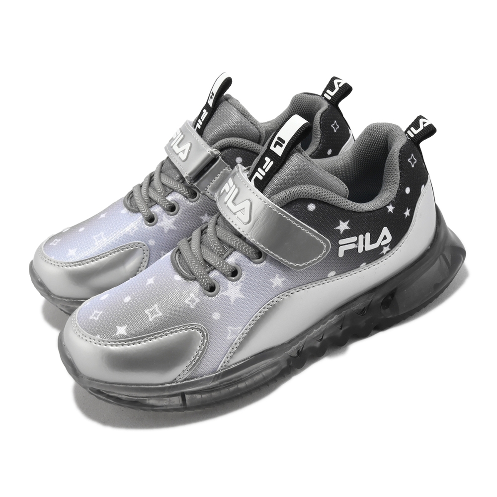 Fila 童鞋 J851X 中童 銀 緩震 發光 魔鬼氈 運動鞋 小朋友 斐樂 7J851X808