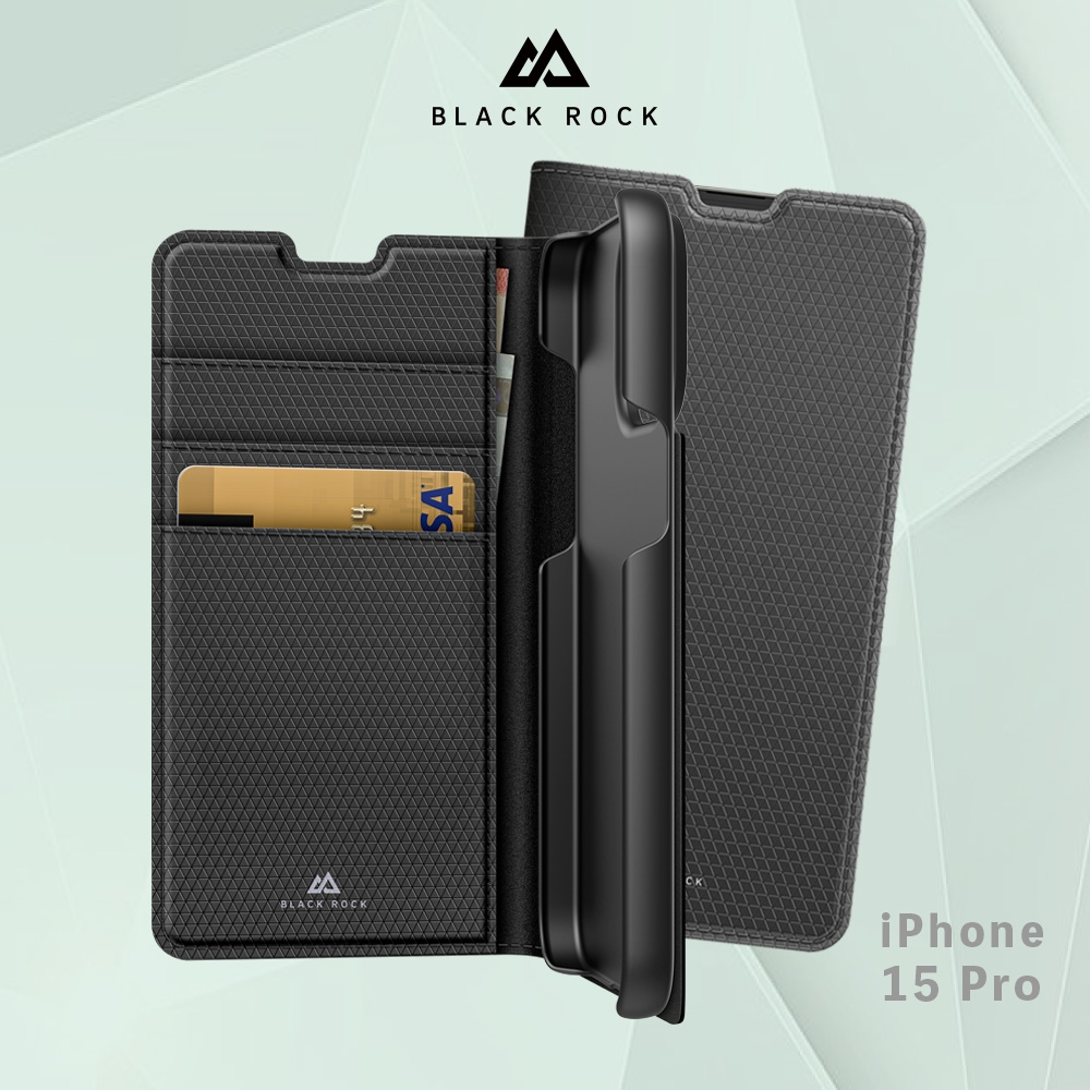 德國Black Rock 防護翻蓋皮套-iPhone 15 Pro (6.1")黑