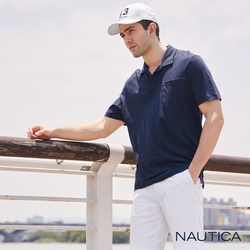 Nautica 男裝 簡約素面休閒短袖POLO衫-深藍