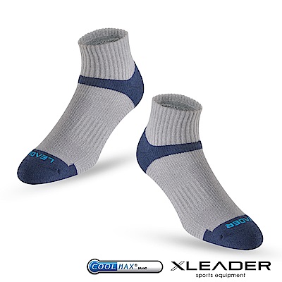LEADER ST-06 Coolmax專業排汗除臭 機能運動襪 男款 灰藍