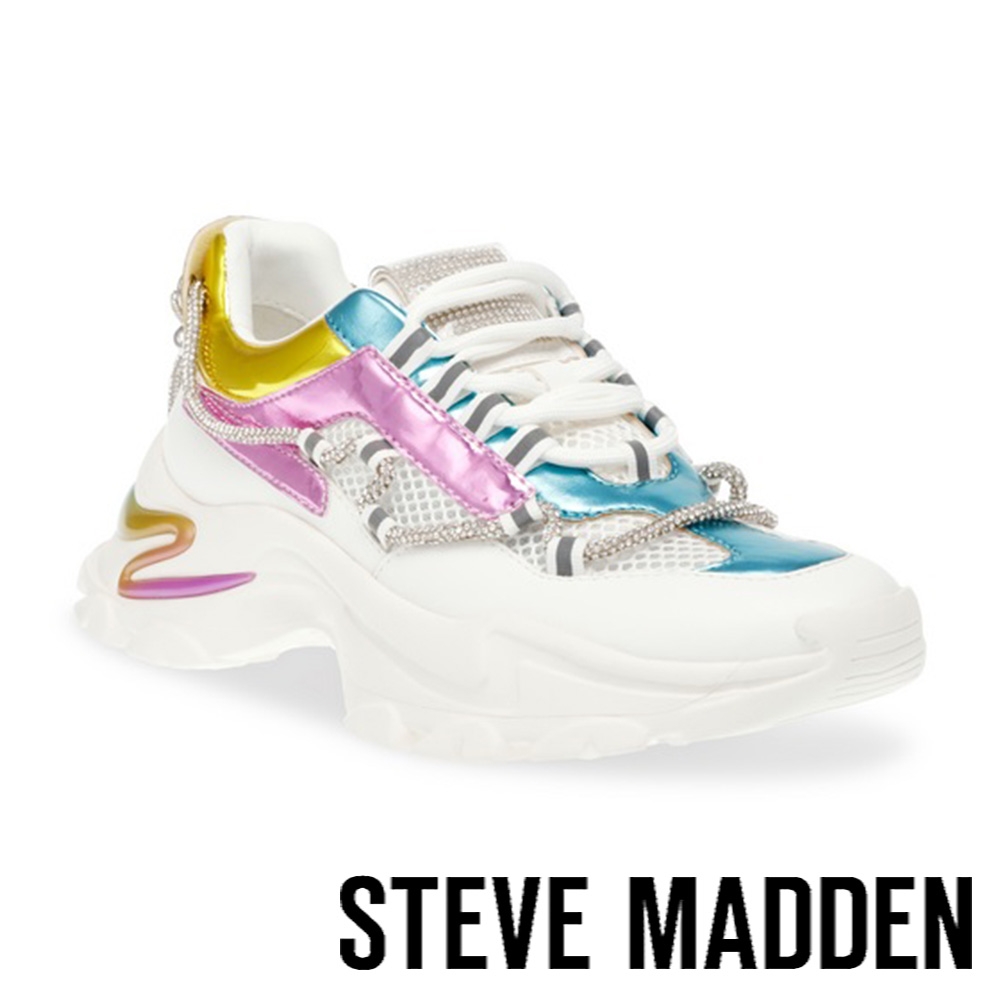 STEVE MADDEN-MIRACLES 多色拼接綁帶老爹鞋-白色