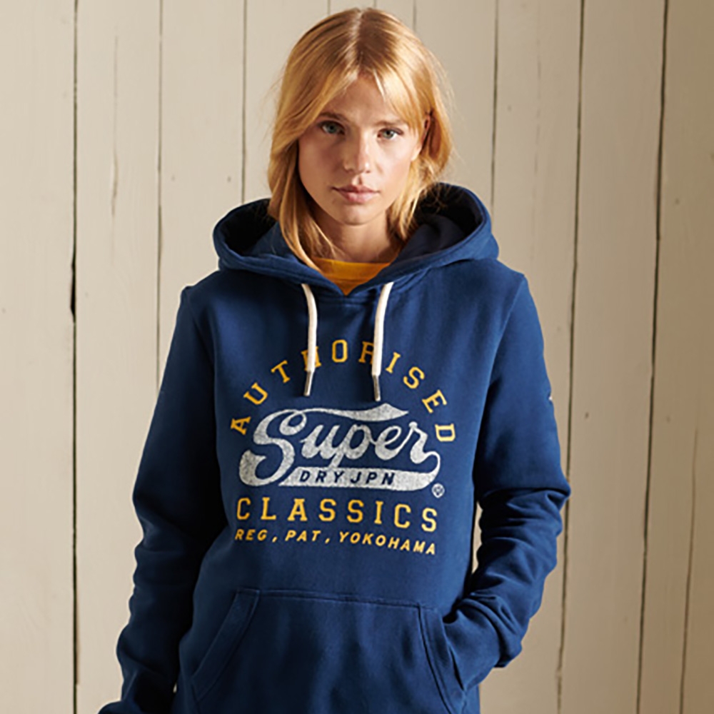 SUPERDRY 女裝 帽Tee  SCRIPT STYLE COL 藍