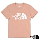 The North Face 女新款 經典柔軟透氣大LOGO短袖圓領T恤_粉褐 N product thumbnail 1