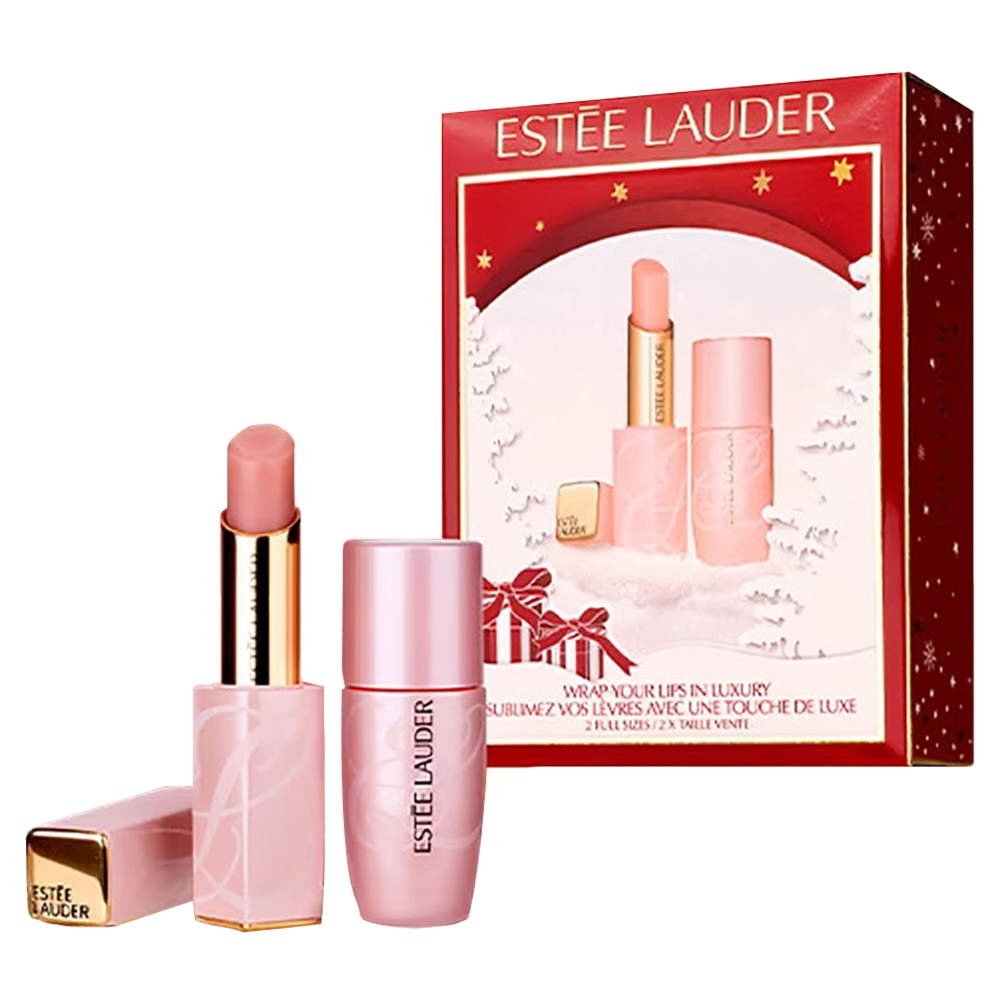 Estee Lauder 雅詩蘭黛 Lip Care Duo 奇幻聖誕粉嫩美唇組 (粉嫩慾望潤色護唇膏3.2g+粉嫩慾望撫紋修護精華9ml)