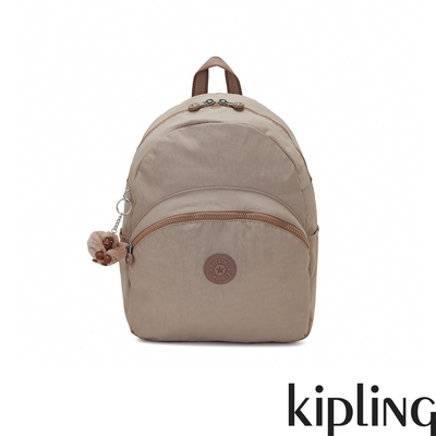 Kipling 奶茶莫蘭迪粉色前袋簡約後背包-CHANTRIA M