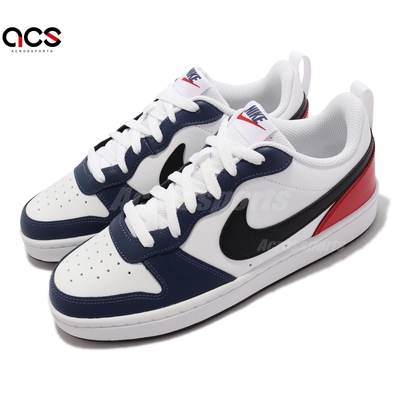 Nike 休閒鞋 Court Borough Low 2 BG 女鞋 大童 白 黑 紅 皮革 撞色 DO7446-101