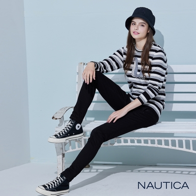 Nautica女裝 修身窄管休閒長褲-黑