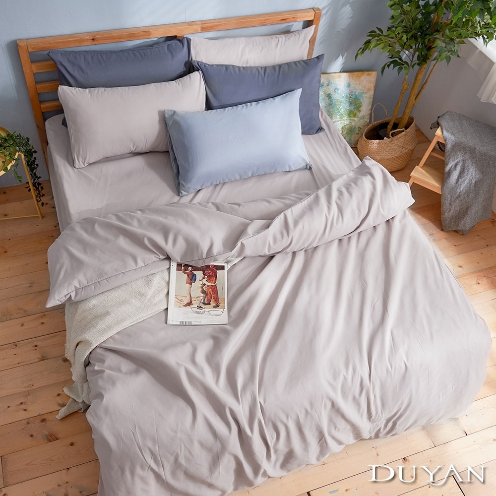 DUYAN竹漾-芬蘭撞色設計-單人床包被套三件組-岩石灰 台灣製