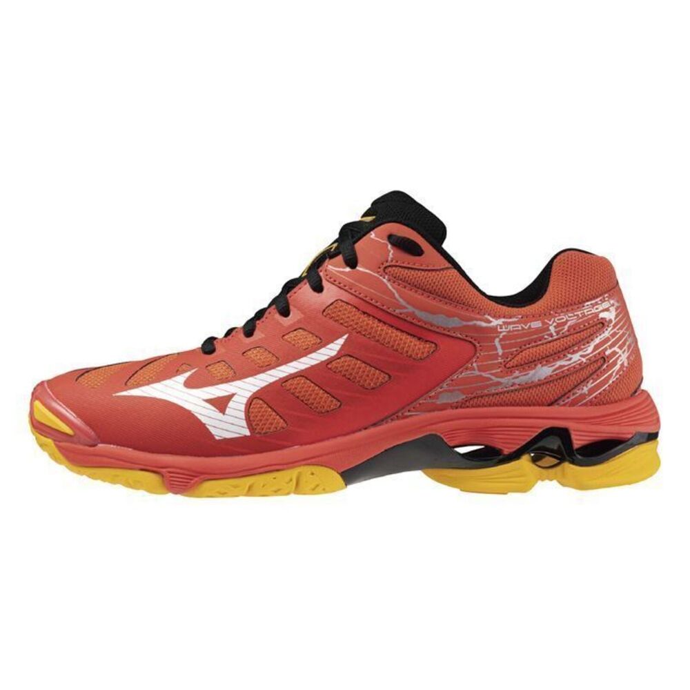 Mizuno Wave Voltage [V1GA216002] 男 排球鞋 運動 比賽 訓練 緩震 耐磨 美津濃 螢紅