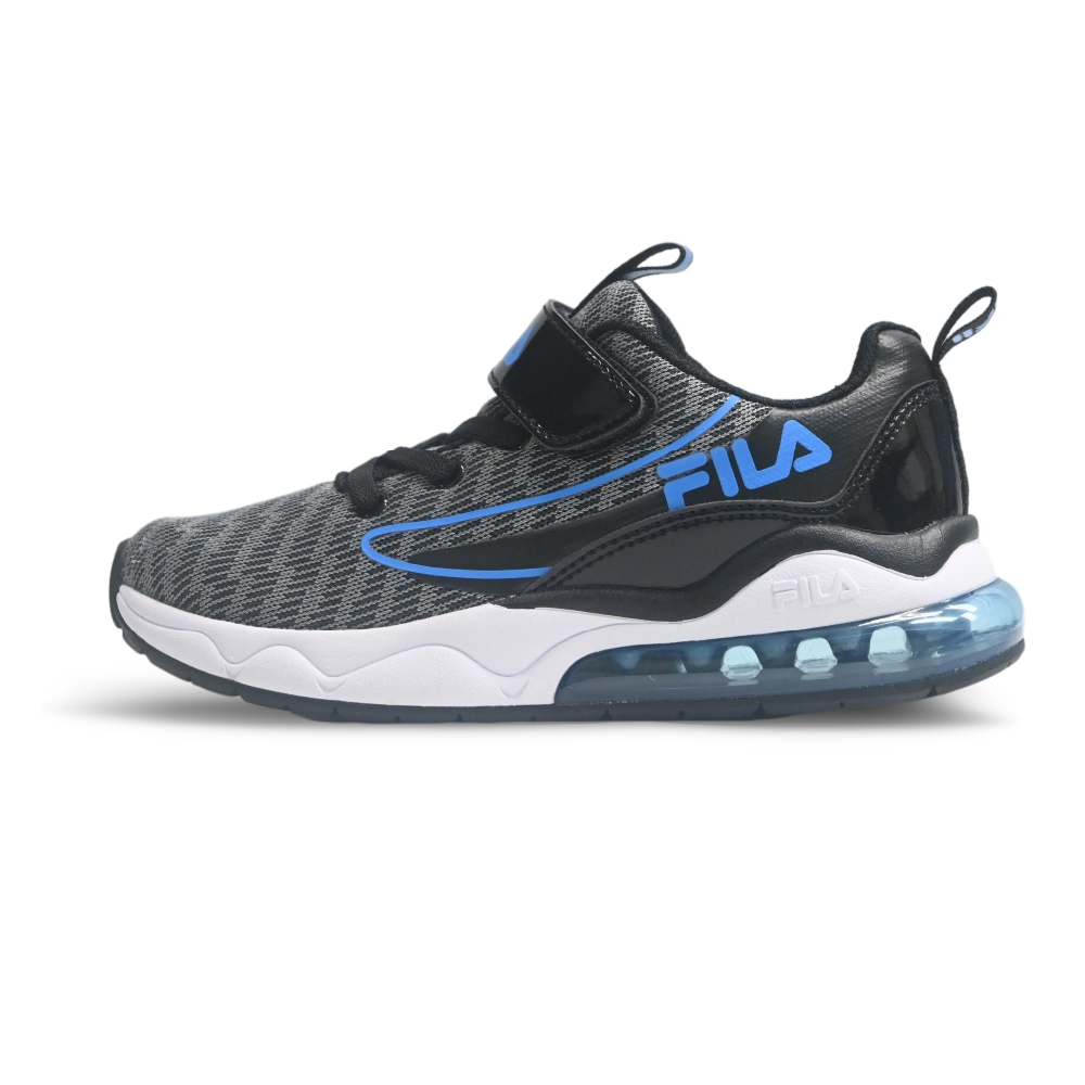 【FILA】美好運動 FILA童鞋 輕量運動鞋 特價（3-J415X-093/3-J412X-707/3-J411X-991 ） (3-J411X-003線條翅膀大氣墊黑藍)