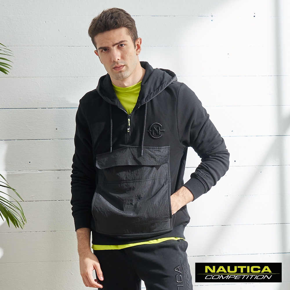 Nautica 男裝 COMPETITION素面連帽長袖衝鋒衣-黑色